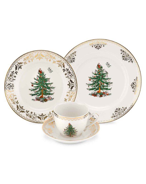Christmas Tree Gold Collection 4 Piece Place Setting